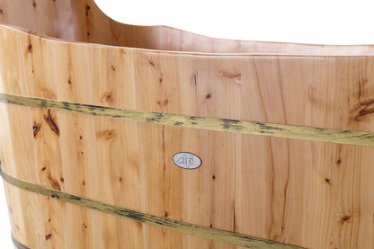 ALFI brand  AB1103 59" Free Standing Cedar Wood Bathtub with Bench