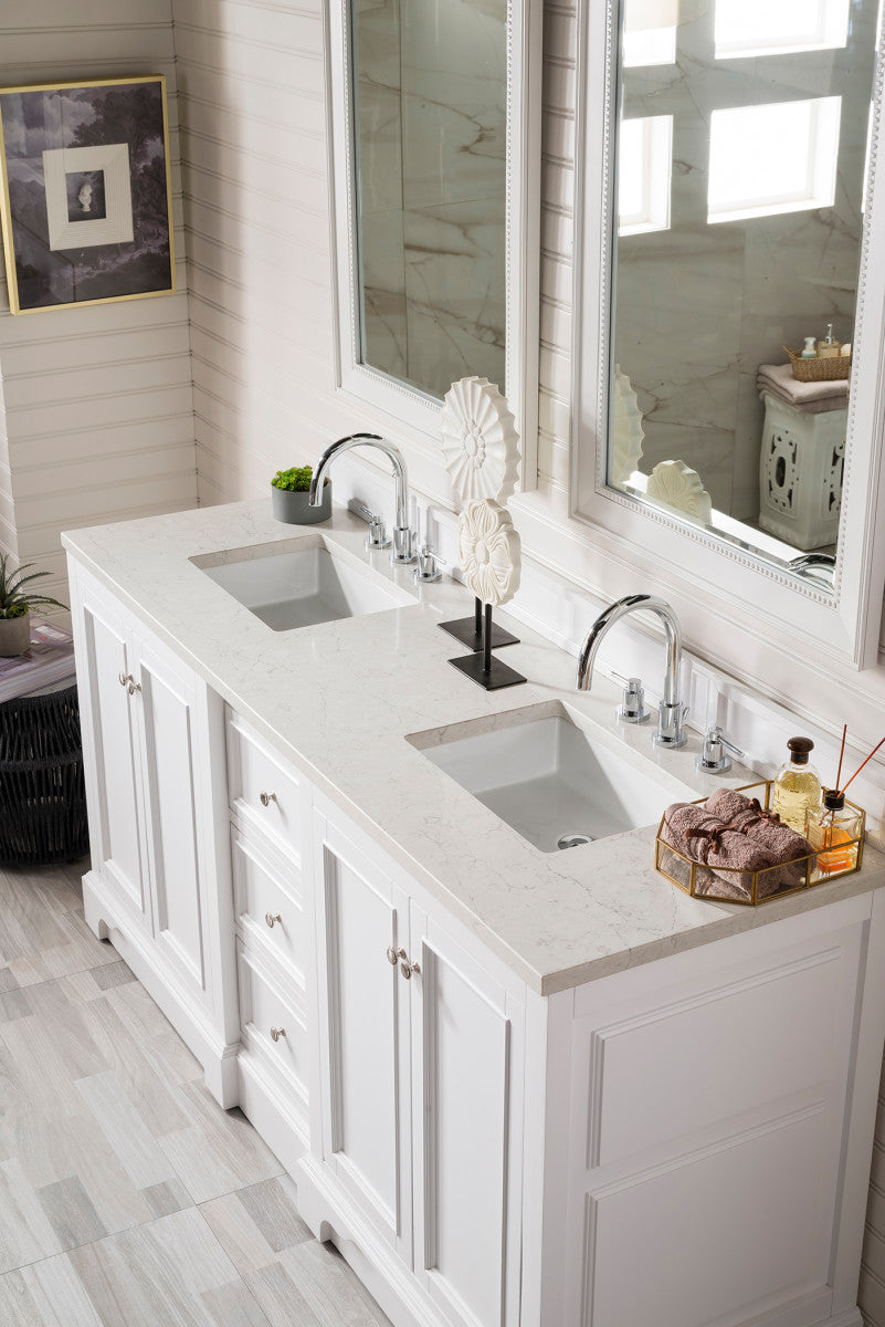 De Soto 72" Double Vanity Cabinet, Bright White