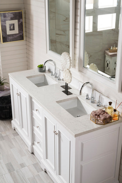 De Soto 72" Double Vanity Cabinet, Bright White