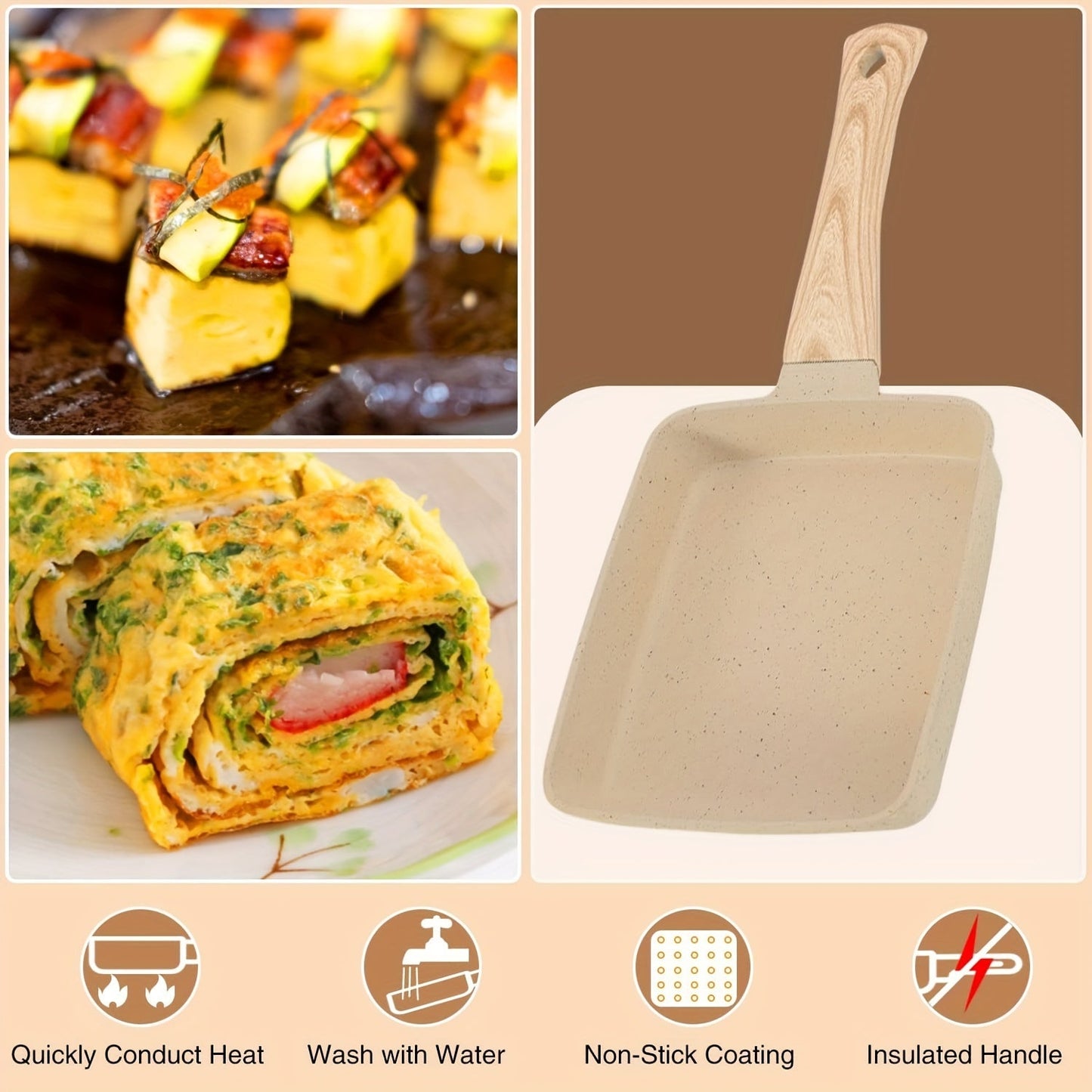 Japanese Tamagoyaki NonStick Ceramic Pan with Accessories | Kitchen + Metal