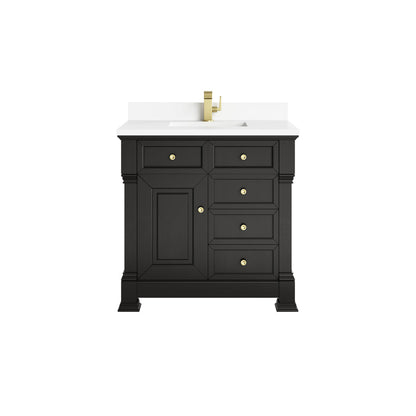 James Martin 547-V36 Brookfield 36” Single Vanity – Black Onyx / Honey Oak / Pearl Charcoal