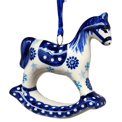 Rocking Horse Ornament - Blue Meadow Pattern