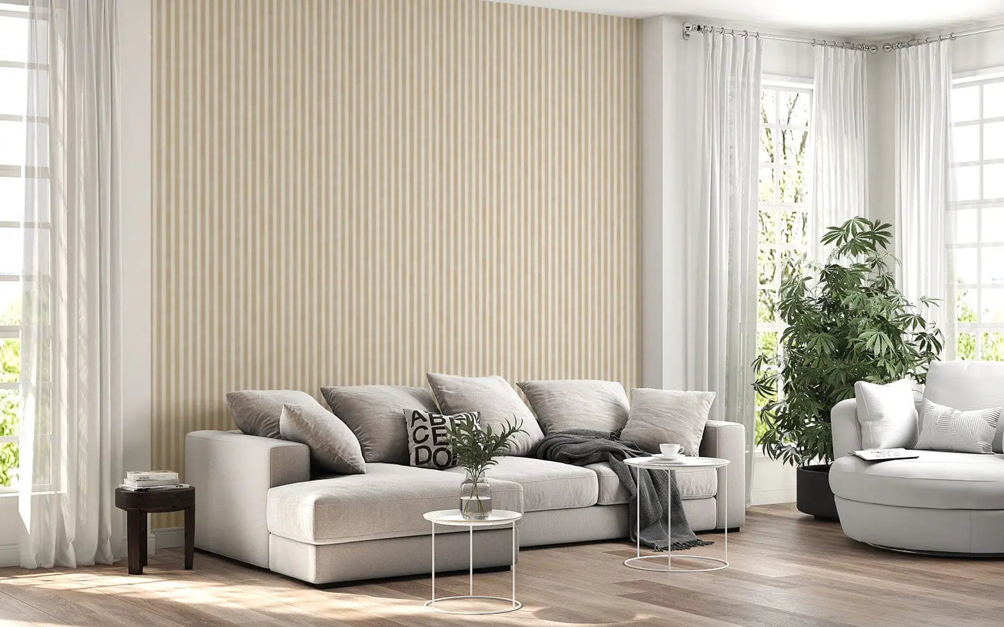 Morning Latte Striped Wallpaper