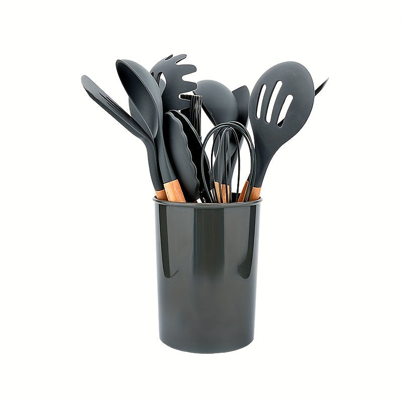12Piece Grey Silicone Kitchen Utensil Set with Holder | Kitchen Accessories | Kitchen + Metal