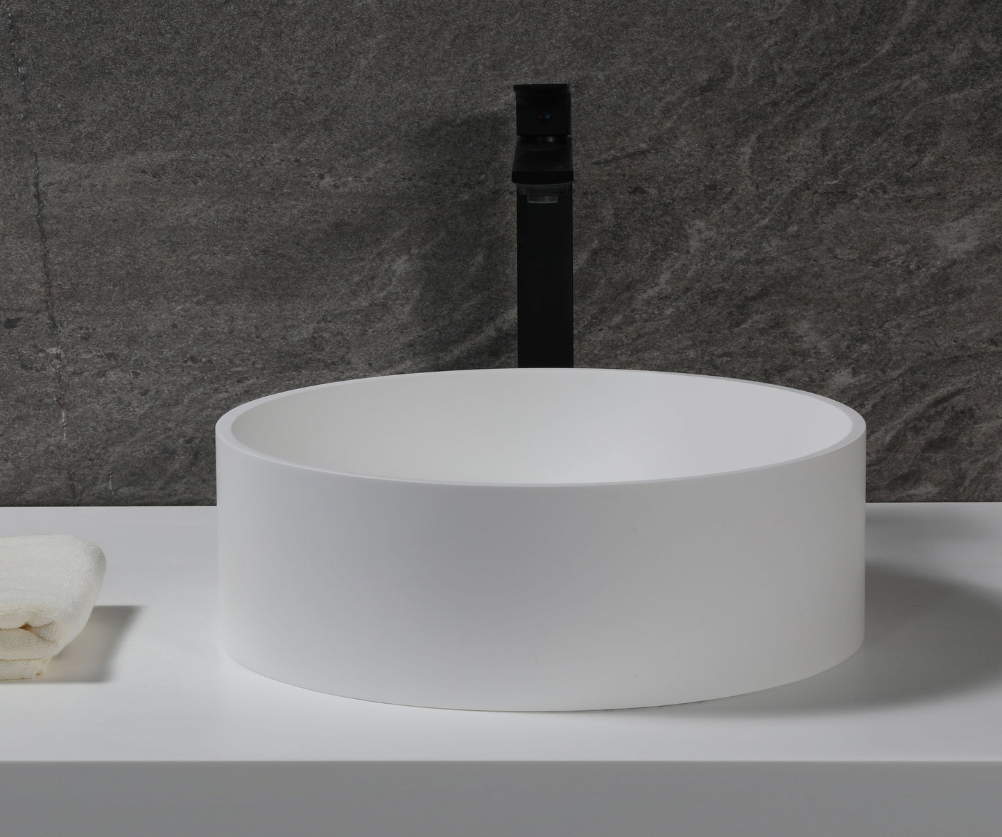 ALFI brand  ABRS15R 15" Round White Matte Solid Surface Resin Sink