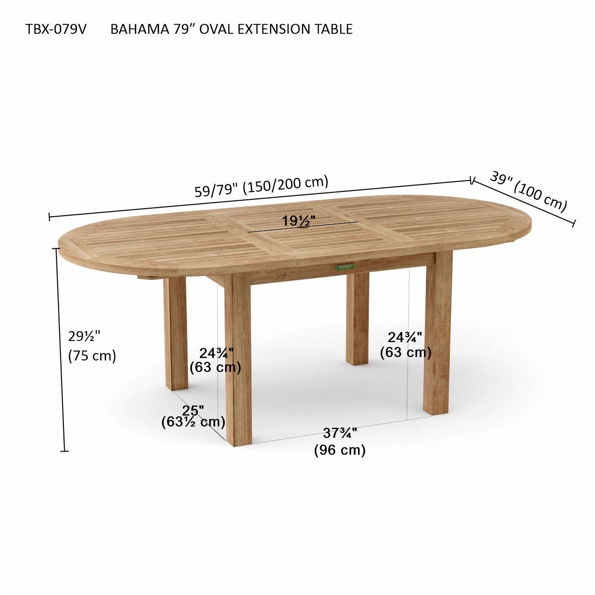 Bahama 79" Oval Extension Table