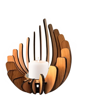 Wooden Candle Holder Lotus-Shaped Candle Holder Wooden Creative Candlestick without Candles DIY Wooden Candle Holder Decoration