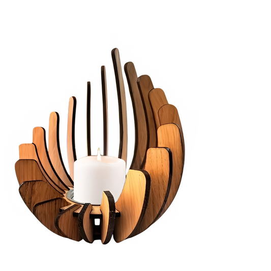 Wooden Candle Holder Lotus-Shaped Candle Holder Wooden Creative Candlestick without Candles DIY Wooden Candle Holder Decoration