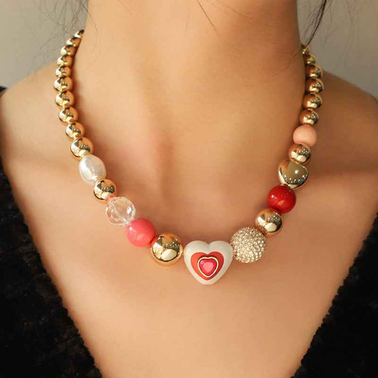 Heart Peach Pearl Bracelet - Fashion Original Design Combination Suit