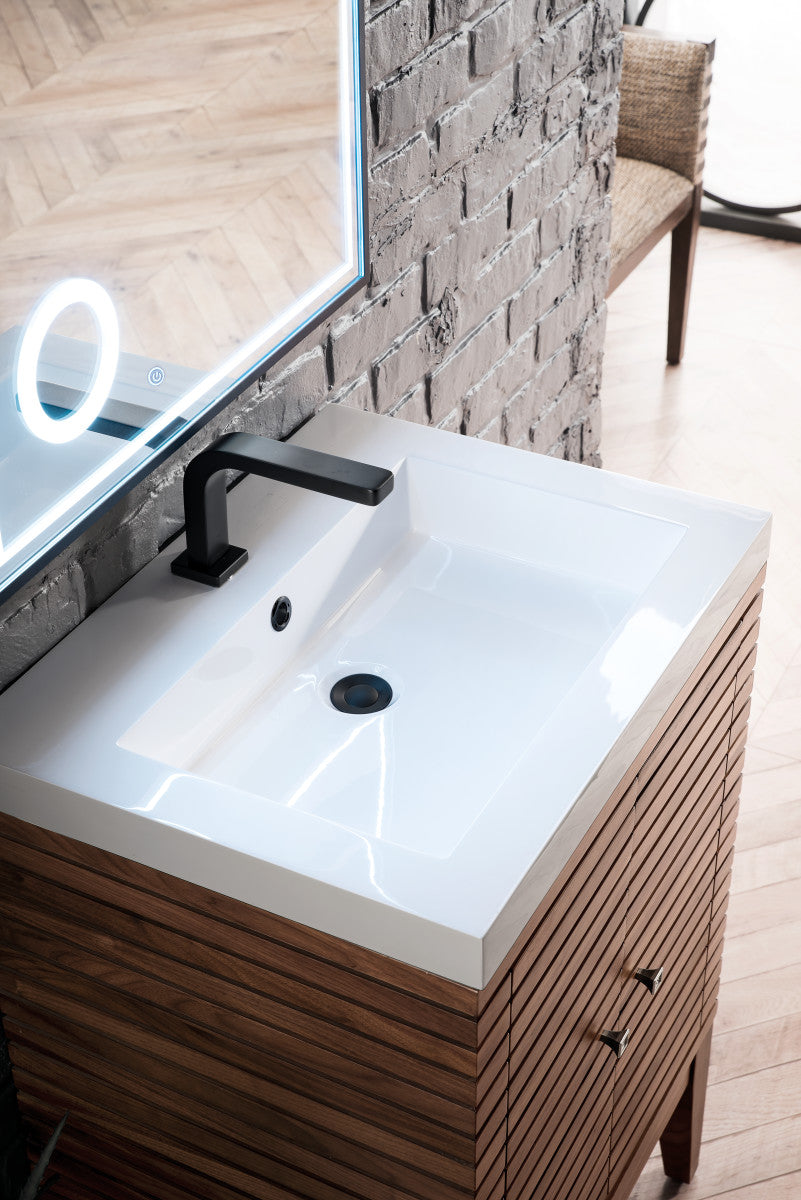 Linden 24" Single Vanity with White Glossy Composite Stone Top