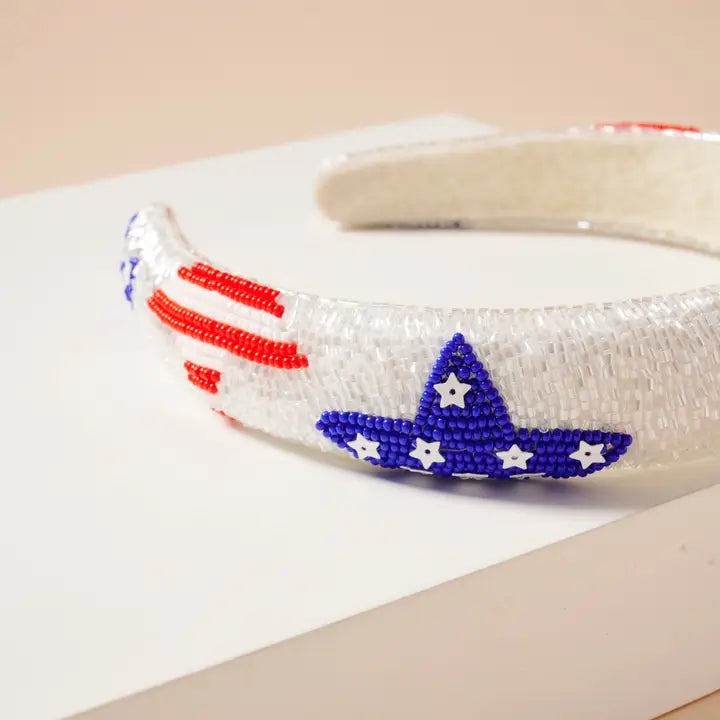 USA Stars Seed Bead Headband
