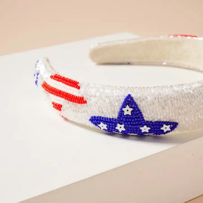 USA Stars Seed Bead Headband