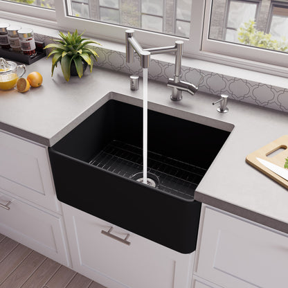 ALFI brand ABF2418 Smooth Apron 24" x 18" Single Bowl Fireclay Farm Sink