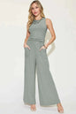 Ribbed Tank and Pants Set with Wide Leg Style