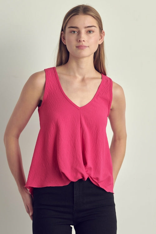 V-neck Sleeveless Knotted Front Hi-Low Top | Kitchen + Metal