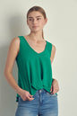 V-neck Sleeveless Knotted Front Hi-Low Top | Kitchen + Metal