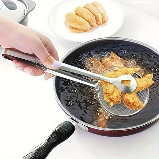 HeatResistant Stainless Steel Strainer Tongs for Frying