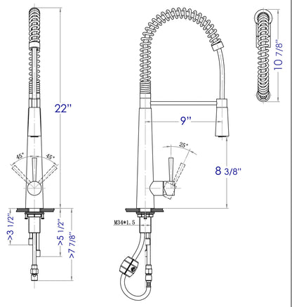 ALFI brand  AB2039 Solid Stainless Steel Commercial Spring Kitchen Faucet