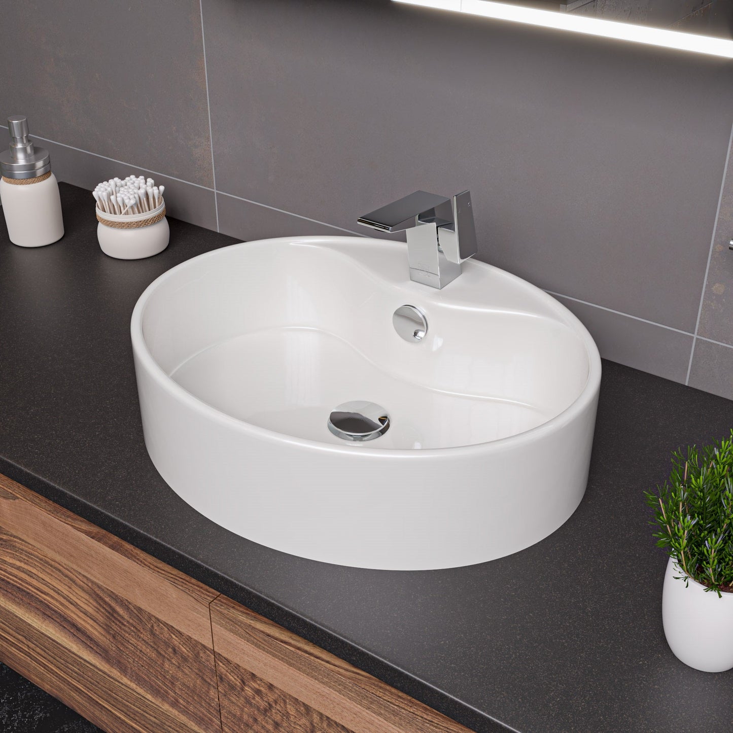 ALFI brand  ABC910 White 22" Oval Above Mount Ceramic Sink with Faucet Hole