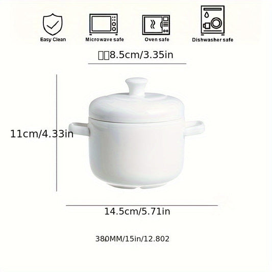DualLid White Ceramic Stew Pot for Healthy Cooking