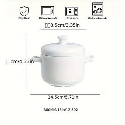 DualLid White Ceramic Stew Pot for Healthy Cooking