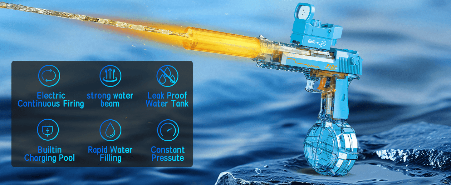 Desert Eagle Electric Water Gun with Silencer and Light High Speed, Long Range Squirt Gun for Kids & Adults