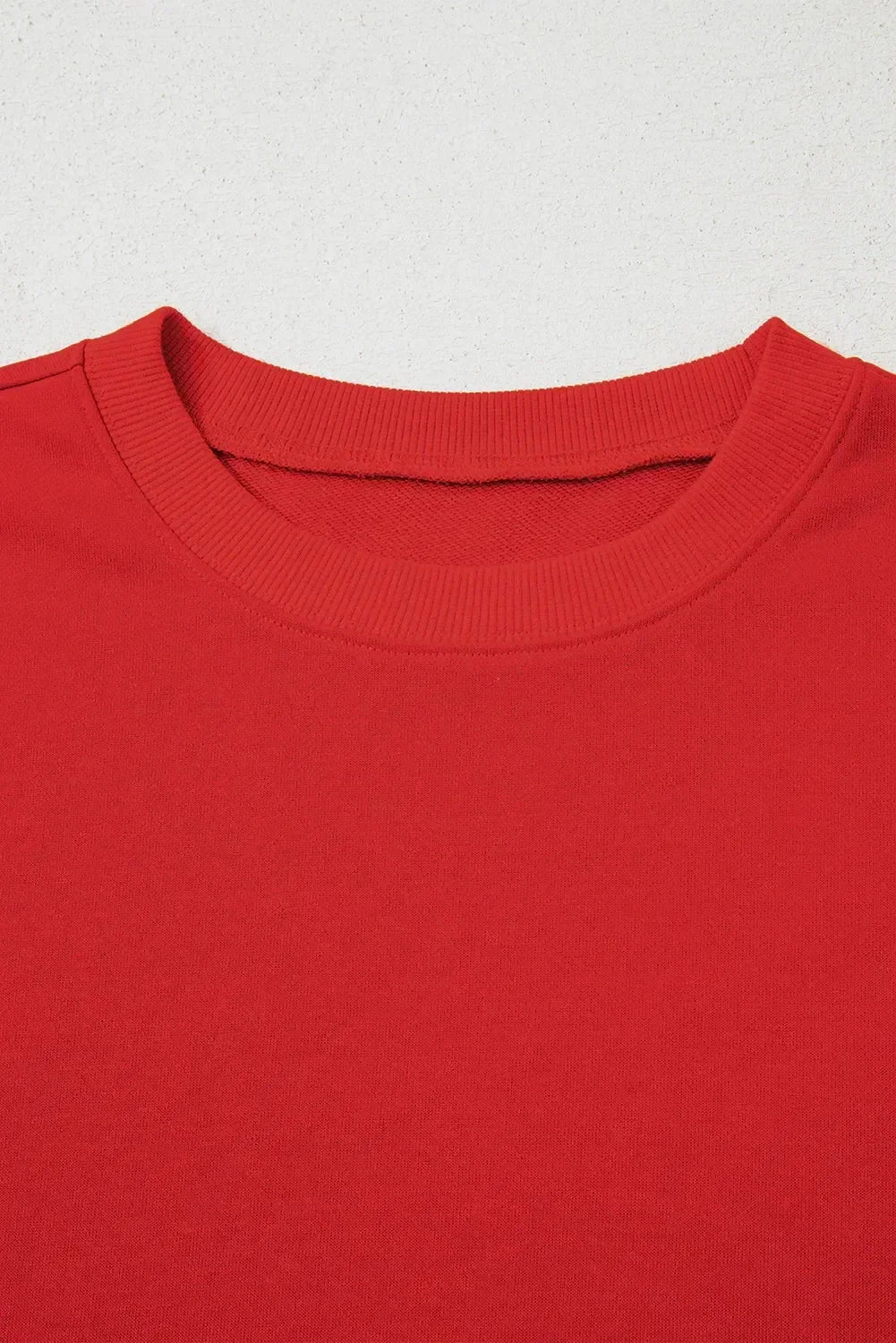 Fiery Red Preppy Striped Sleeve Loose Sweatshirt