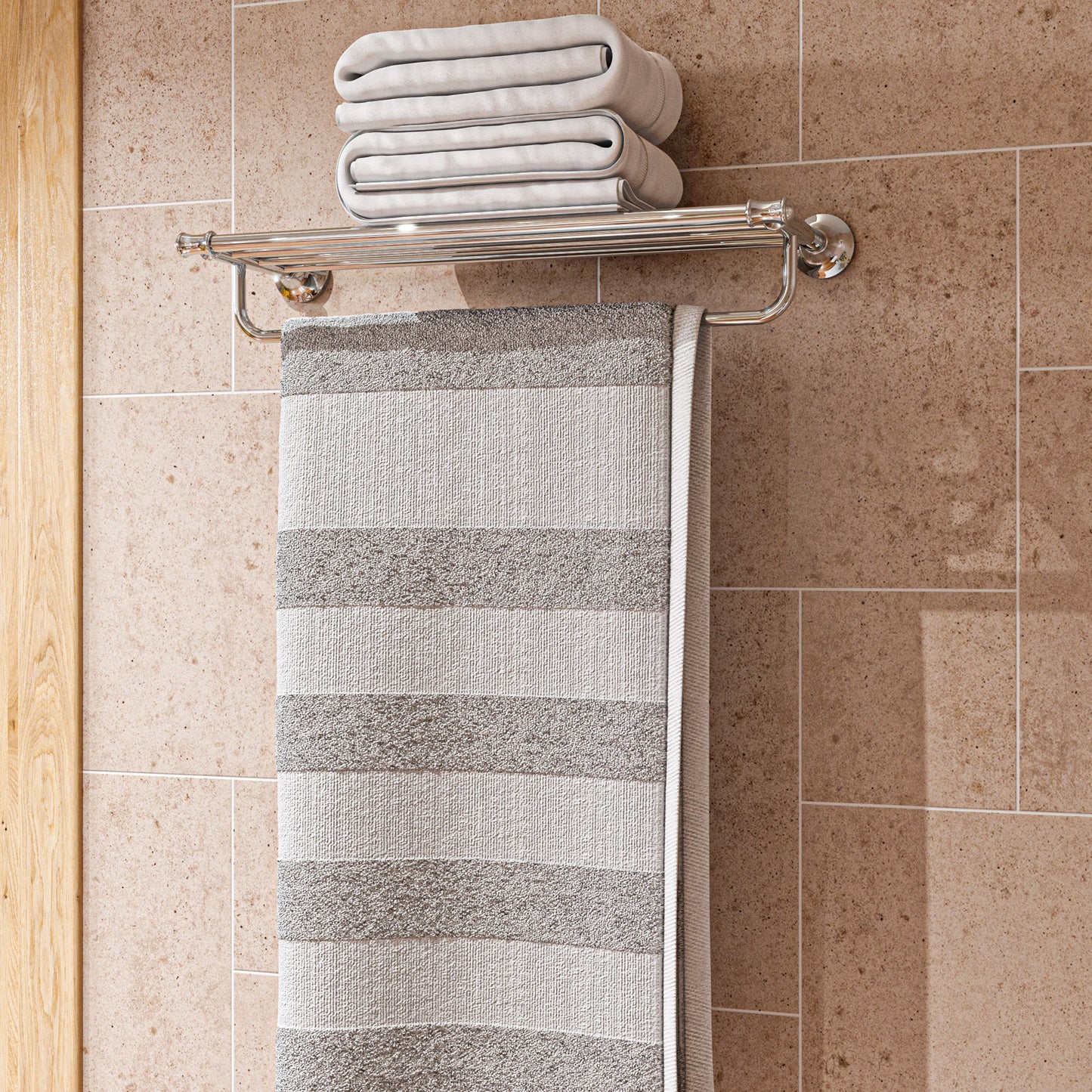 ALFI brand  AB9583 Polished Chrome 23 inch Towel Bar & Shelf Bathroom Accessory