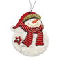Fuzzy Wooden Snowman Ornament - 4 Inches