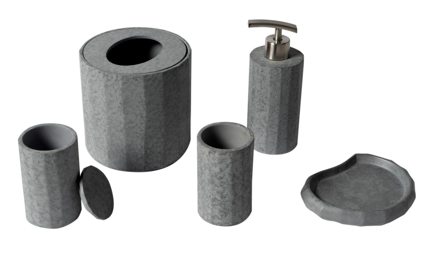ALFI brand  ABCO1022 5 Piece Solid Concrete Gray Matte Bathroom Accessory Set