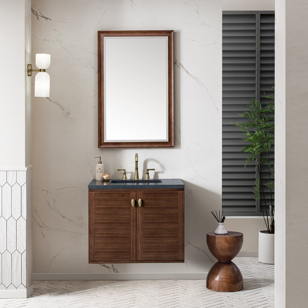 Amberly 30" Single Vanity Cabinet, Mid-Century Walnut