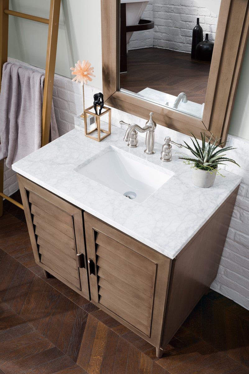 Portland 36" Single Vanity Cabinet, Whitewashed Walnut