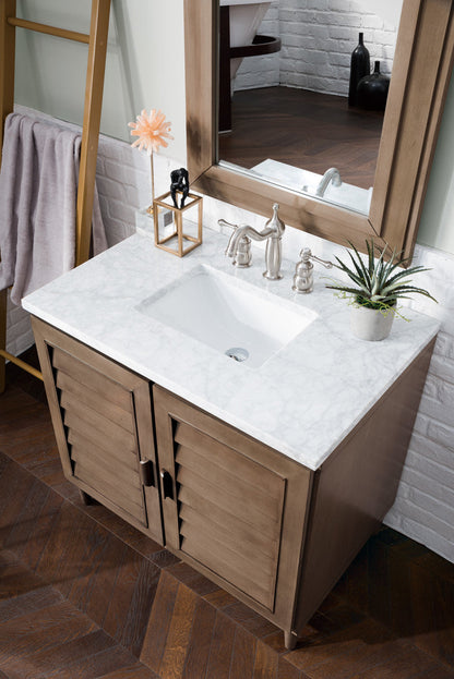 Portland 36" Single Vanity Cabinet, Whitewashed Walnut