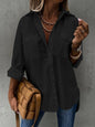 Simple Casual Long Sleeve Blouse with Pocket Women's Blouse