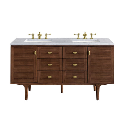Amberly 60" Double Vanity Cabinet, Mid-Century Walnut