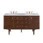 Amberly 60" Double Vanity Cabinet, Mid-Century Walnut