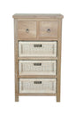 Safari Occasional Table With Drawers & Rattan Basket