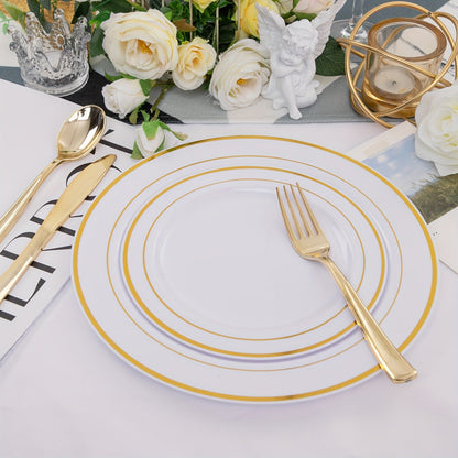 Elegant 50Piece Gold Dinnerware Set for Weddings  Parties