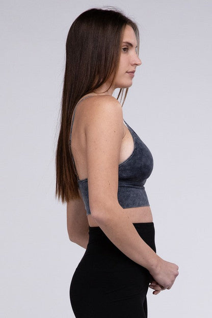 ZENANA Washed Ribbed Bra Padded Tank Top