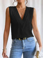 V-Neck Pleated Sleeveless Cami Tank Top