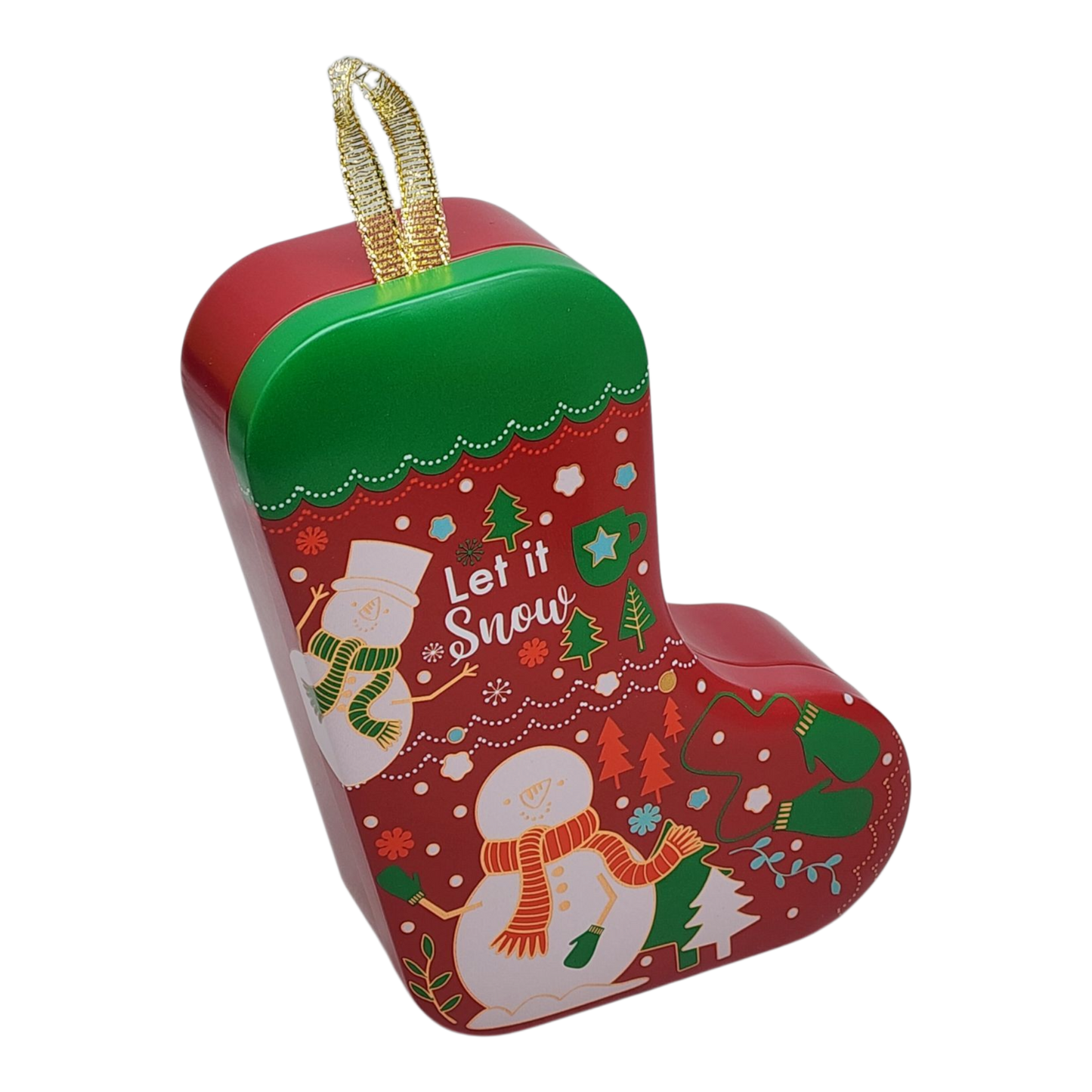 Christmas Stocking Cookie Tin Ornament - Let it Snow