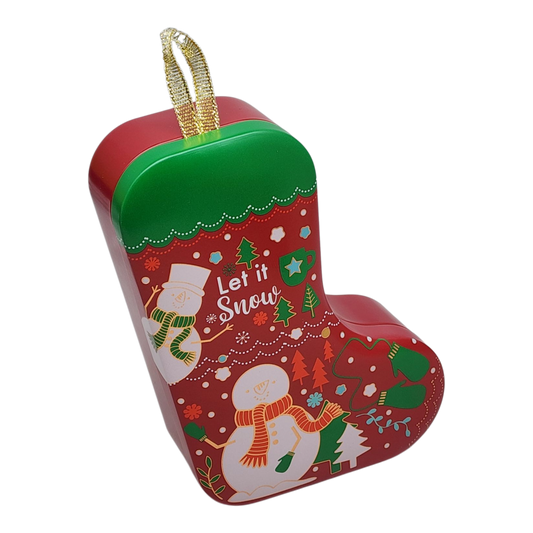 Christmas Stocking Cookie Tin Ornament - Let it Snow