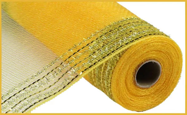 10.25"X10YD TINSEL/FOIL WIDE BORDER MESH GOLD