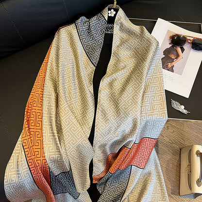 Elegant Silk Scarf for Women - Long Sun Protection Accessory for Spring and Summer