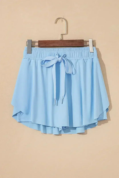 Light Green Drawstring High Waist Lined Tennis Skort