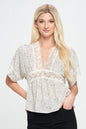 Lace Detail V-Neck Blouse with Short Sleeves | Apparel | Kitchen + Metal