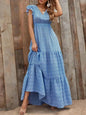Printed V-Neck Maxi Dress with Ruffle Sleeves
