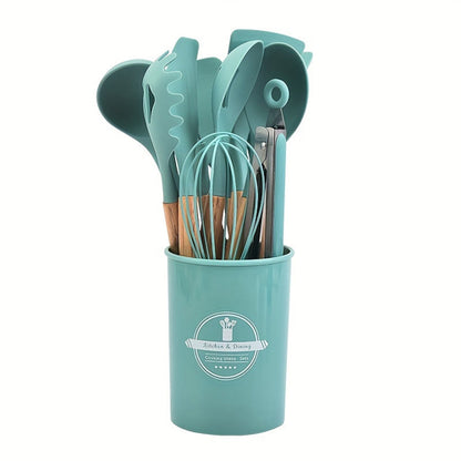 12Piece Grey Silicone Kitchen Utensil Set with Holder | Kitchen Accessories | Kitchen + Metal