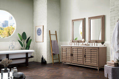 Portland 72" Double Vanity Cabinet, Whitewashed Walnut