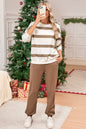 Light French Beige Striped Pullover and Joggers Set for Effortless Style